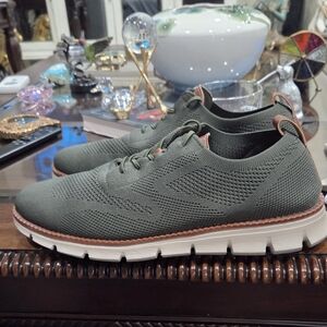 Olive Green Knit Loafers for Men